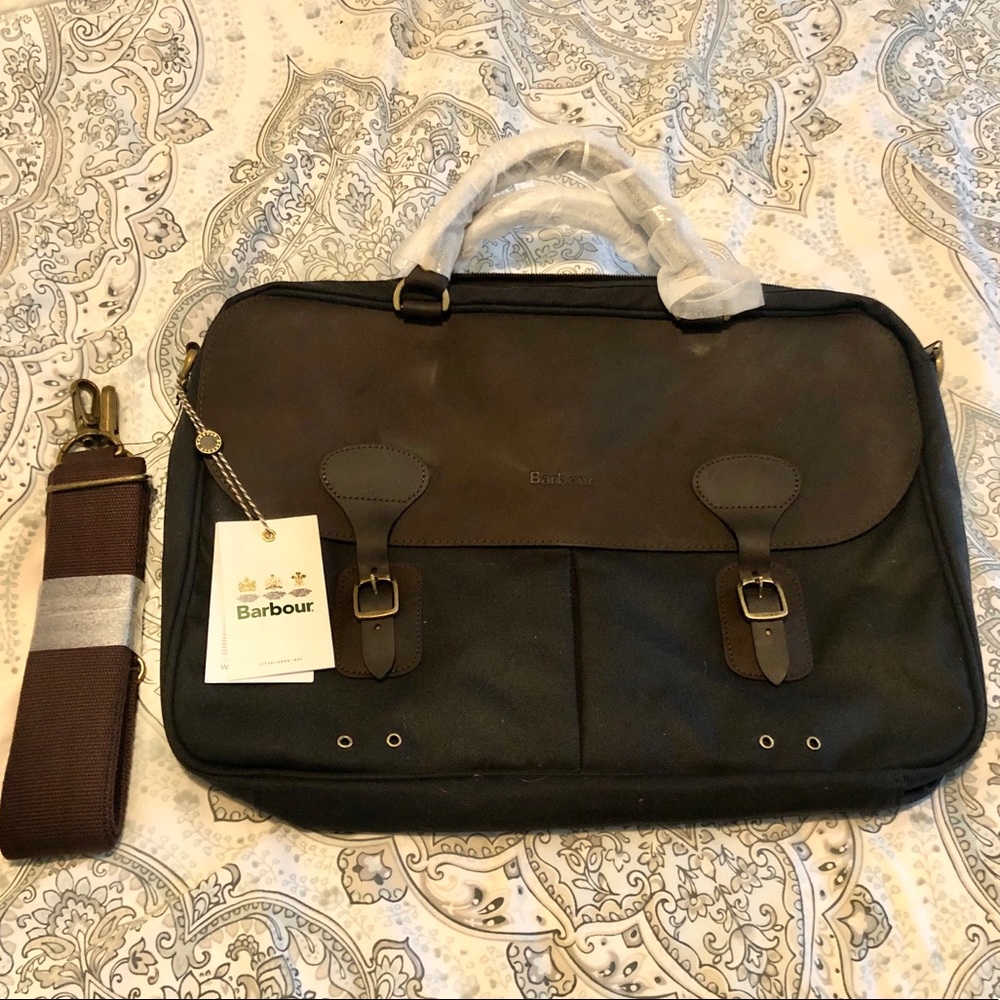 Barbour waxed leather briefcase